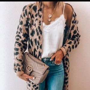 BP Long Leopard Jacquard Cardigan